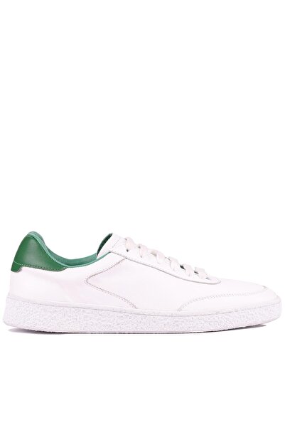 Shoetyle - White Genuine Leather Lace-Up Men's Sneakers 666-11