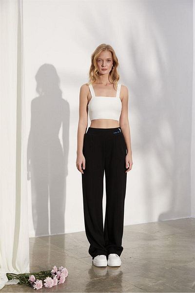 Naar Women's Straight Model High Waisted Daily Use Black Trousers NAAR81213-BLACK