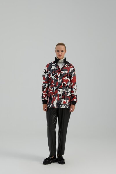 Naar Kadın Kapüşonlu Fermuar Kapamalı Cepli Uzun Kol Çok Renkli Ceket NAAR716...