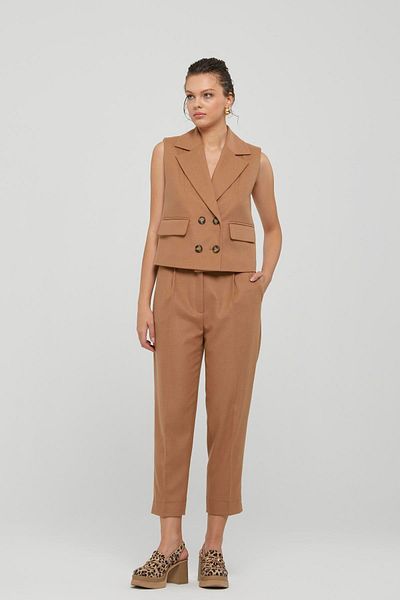 Naar Pantaloni Camel cu picior scurt, cu croiala relaxată, pentru femei NAAR91252-CAMEL