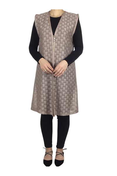 ECE GİYİM Women Lace Front Three Button Long Vest