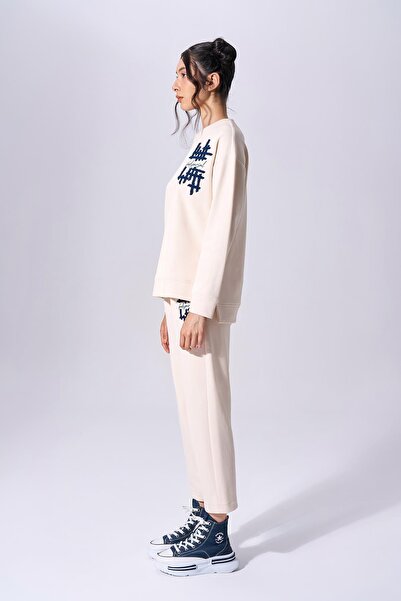 Naar Γυναικείο φούτερ σε κρεμ χρώμα - βαμβακερό, μακρυμάνικο, εμπριμέ, καθημερινή χρήση, NAAR91307-CREAM