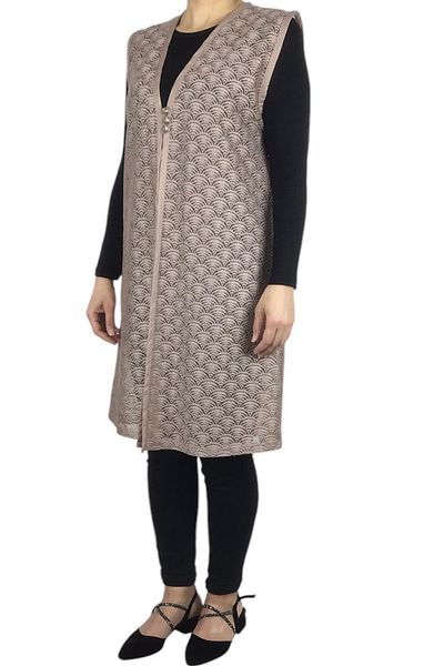 ECE GİYİM Women Lace Front Three Button Long Vest