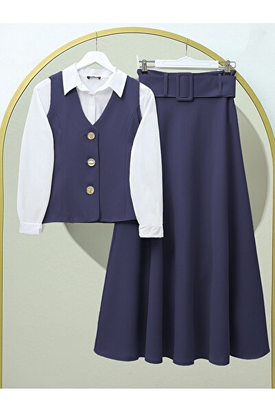Modamorfo Navy Buttoned and Lined Vest