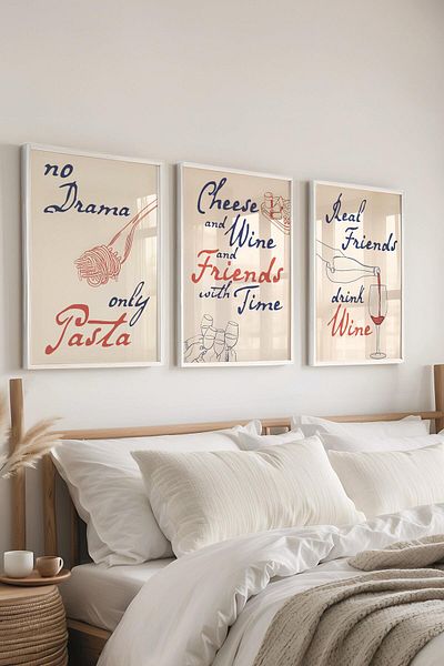 Postifull Set de pictură cu cadru alb, pictură de perete pentru bucătărie, set de 3 posteri, nr:300783