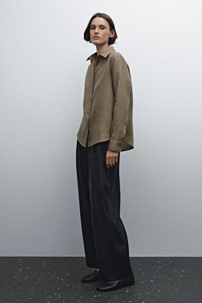 Massimo Dutti Dökümlü %100 keten gömlek