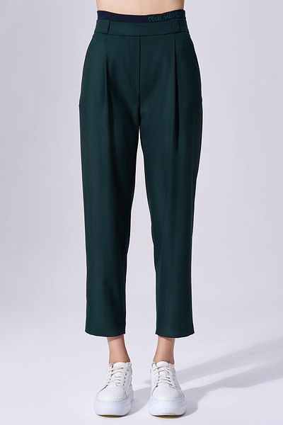 Naar High Waist Long Green Women's Trousers - Belt Detailed, Naar91217-Original