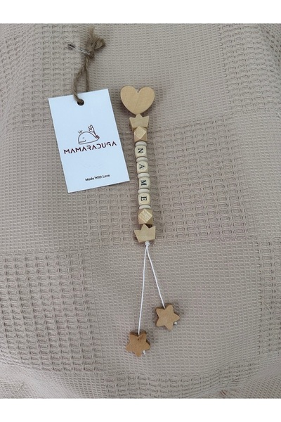 MAMARADUGA Puset Örtüsü İçin Bebeğinizin İsmi Yazılı Aksesuar- Bej