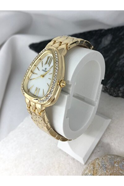 Coliseum Vintage White Gold Women's Wristwatch with Triangle Stone Detail
