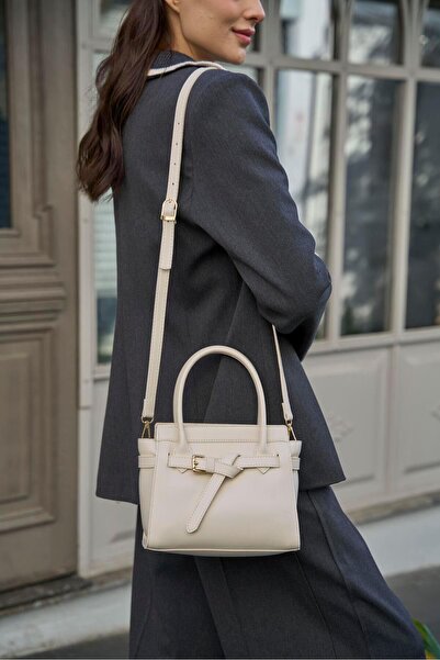 Madamra Béžová dámská kabelka s mini páskem do ruky a přes rameno
