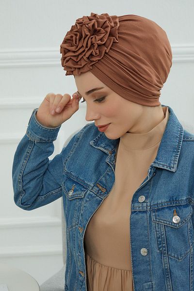 Aisha's Design غطاء رأس من القطن الممشط باللون الوردي - موديل B-21