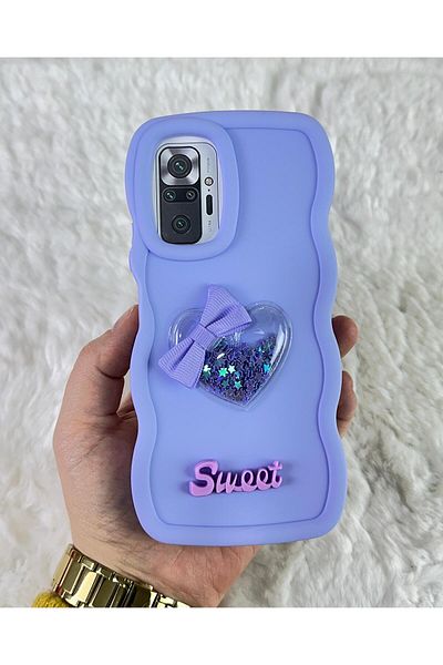Vip Case Xiaomi Redmi Note 10 Pro - حافظة سويتي مموجة فضية مع تفاصيل شريط قلب ملون
