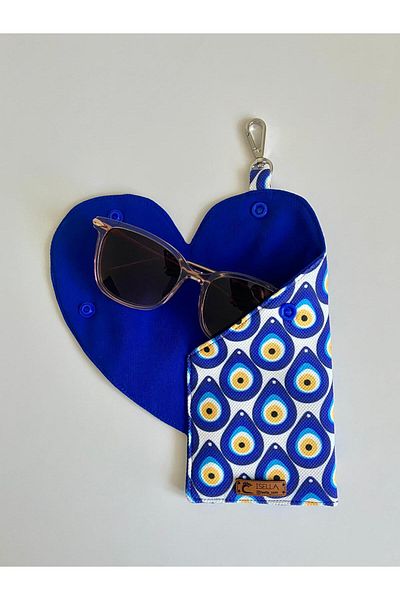 İsella Blue Bead Patterned Heart Glasses Case