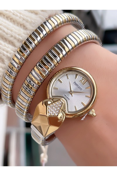 Ferrucci ÇELİK KORDON TAŞ DETAYLI YILAN MODEL KADIN KOL SAATİ 2 YIL GARANTİLİ 3 ATM SU GEÇİRMEZ