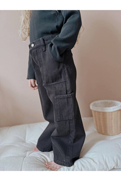 YİGİT BUTİK Kargo Cepli Kız Çocuk Jeans Pantolon