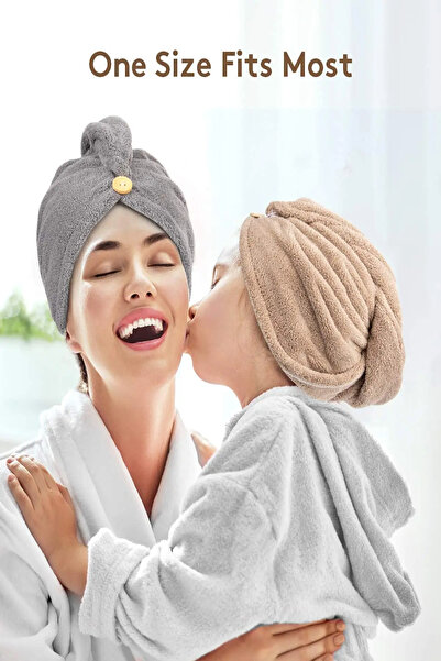 CLEAN HOUSE (1 ШТ.) Сірий мікрофібровий рушник для волосся, гребінець для волосся, для ванної та після моря