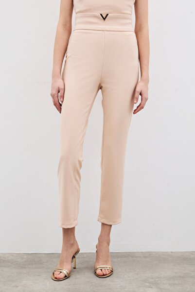 Sateen Pants with Beige Colored Waist Accessories