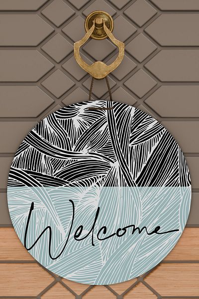 Rugmood Μοντέρνο Στολίδι Πόρτας Μαύρο Τυρκουάζ Welcome Στολίδι Εξωτερικής Πόρτας