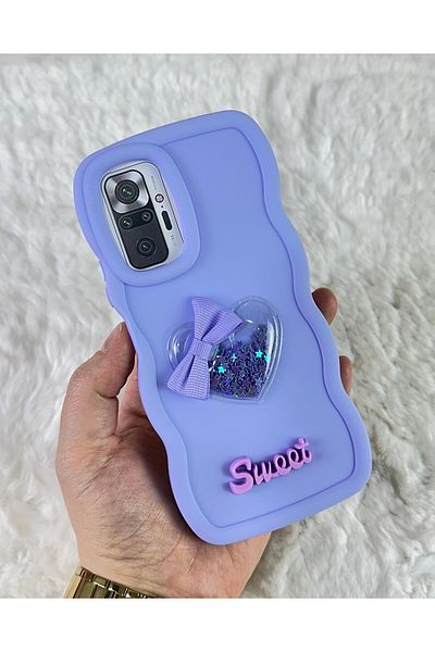 Vip Case Xiaomi Redmi Note 10 Pro - حافظة سويتي مموجة فضية مع تفاصيل شريط قلب ملون