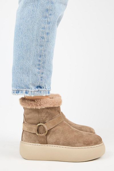 Manijero Caterina Women's Genuine Leather Mink Boots with Fur Inside and Belt
