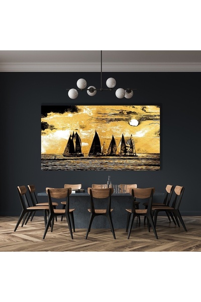 bestablo YAĞLI BOYA GÖRÜNÜMLÜ YELKENLİ KANVAS TABLO