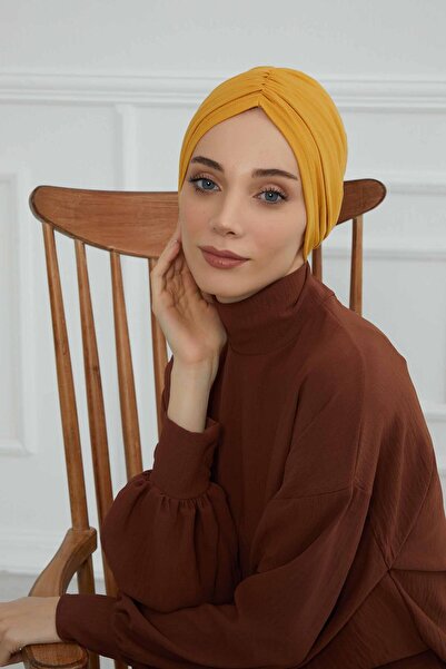 Aisha's Design Χτενισμένο βαμβακερό καπέλο, B-20, Μουσταρδί κίτρινο