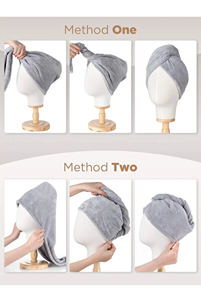 CLEAN HOUSE (1 ШТ.) Сірий мікрофібровий рушник для волосся, гребінець для волосся, для ванної та після моря