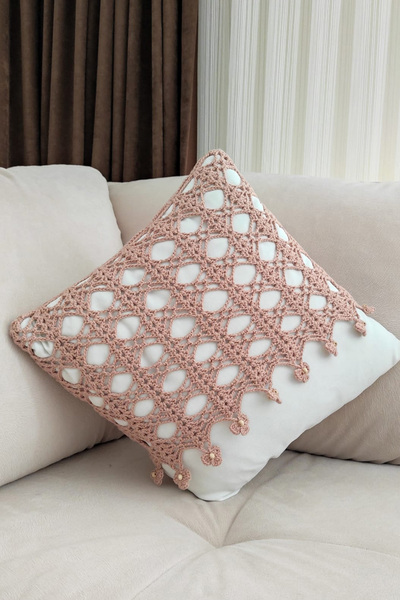 nftart.design وسادة مزخرفة متماسكة وغطاء وسادة رمي مع غطاء من القماش الأبيض