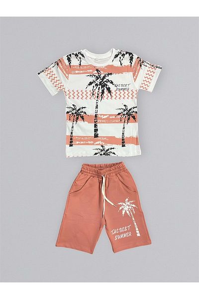 Mnk Baby&Kids Boy's T-Shirt and Shorts Set - Printed, M00715 Orange