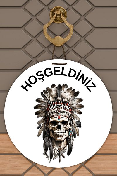Rugmood Modern Door Ornament White Floor Skull Native American Outdoor Door Ornament