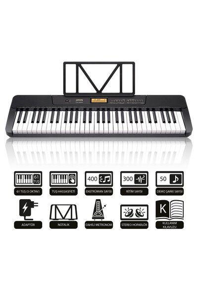 JWIN JTK-3600 61 Tuş Hassasiyetli 5 Oktav Org - Siyah