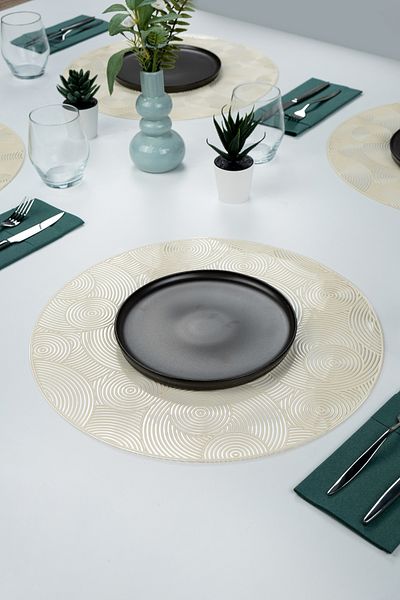 La Casa Art 6 τμχ Στρογγυλό μοτίβο Runner - 38 CM American Service Home Επιτραπέζια σκεύη Διακόσμηση τραπεζαρίας κουζίνας