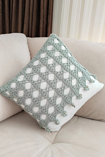 nftart.design وسادة مزخرفة متماسكة وغطاء وسادة رمي مع غطاء من القماش الأبيض