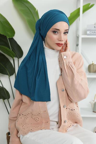 Aisha's Design Σάλι με χτενισμένο βαμβακερό κορδόνι, BT-1, Πετρόλ