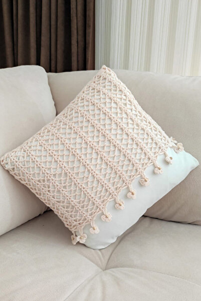 nftart.design وسادة مزخرفة متماسكة وغطاء وسادة رمي مع غطاء من القماش الأبيض