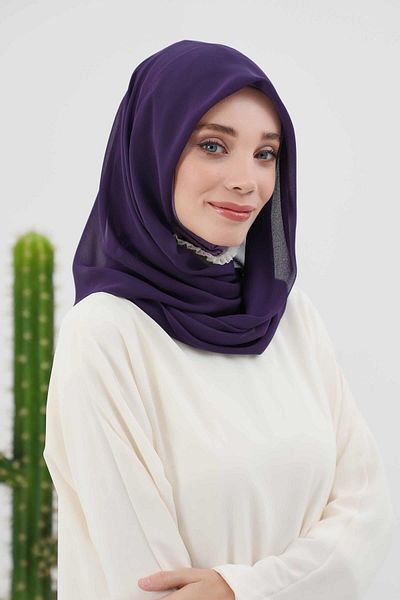 Aisha's Design Combed Cotton Inner Bonnet Chiffon Shawl,PS-45