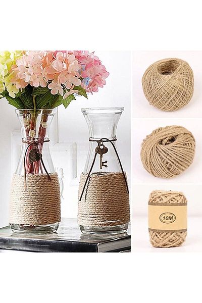 Mçb Group Jute Kendir Rope Gift Wrapping and Decoration Rope 100 Grams 1 Piece Tether Brown Straw Rope
