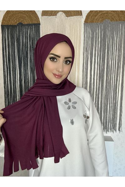 OykumBone Plum Pleated Ready-Made Shawl