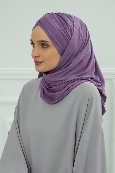 Aisha's Design شال قطني ممشط عملي - زخرفة أمامية متقاطعة ورباط، cps-45، cps-45