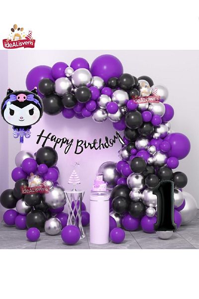 Laviyosa Kuromi Themed Age Foiled Balloon Set - Birthday Party Ornament