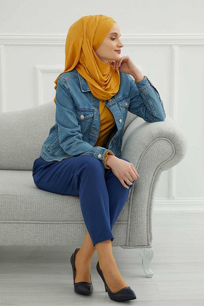 Aisha's Design شال قطني ممشط عملي - زخرفة أمامية متقاطعة ورباط، cps-45، cps-45