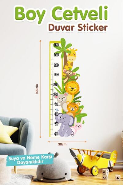 t tuğset etiket Sevimli Hayvanlar Temalı Boy Ölçer Boy Ölçme Cetveli Çocuk Od...