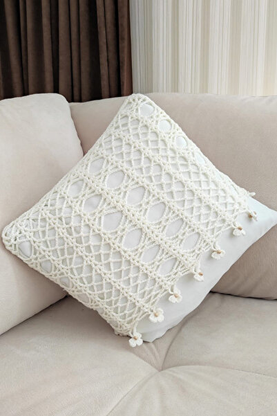 nftart.design وسادة مزخرفة متماسكة وغطاء وسادة رمي مع غطاء من القماش الأبيض