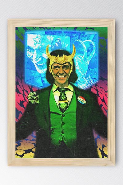 Saturn Loki Framed Painting - Marvel Movie Poster Painting