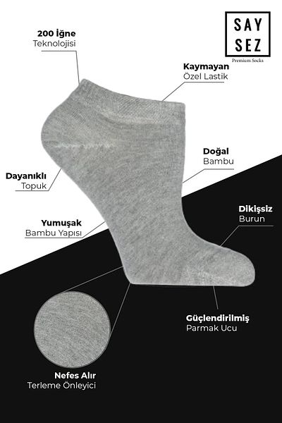 SAYSEZ Pack of 6 Premium Bamboo Women's Booties Socks - Grey, Pink, Lilac, Seamless
