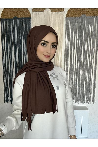 OykumBone Brown Pleated Ready-Made Shawl