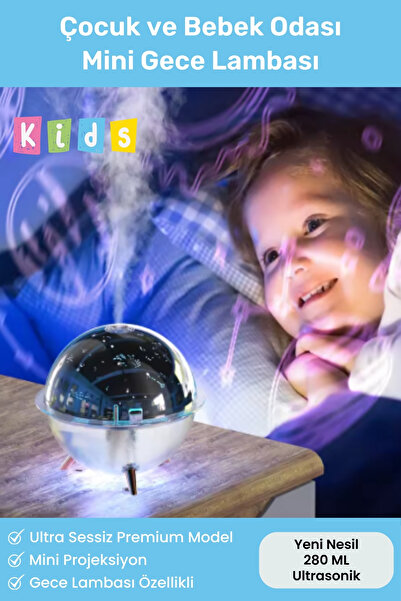 Noriyen Yeni Nesil Hava Nemlendiricili Çocuk ve Bebek Odası Gece Lambası Mini...