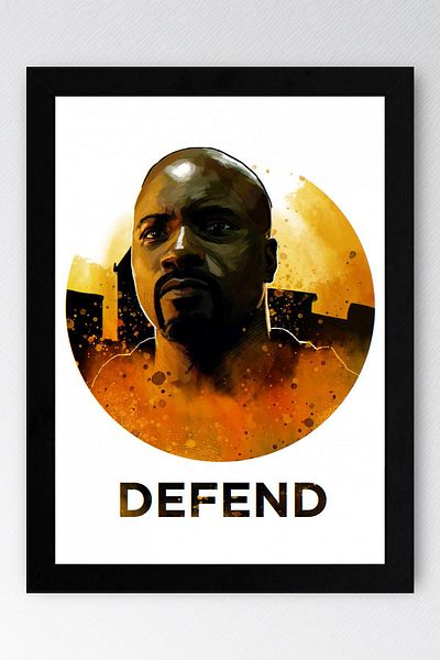Saturn Pictură înrămate Luke Cage - Poster de desene animate Defenders Marvel