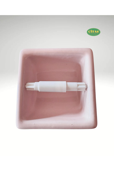 ÇİTAŞ Vintage Sıva Altı Seramik Porselen Pembe Renk Tuvalet Kağıtlığı