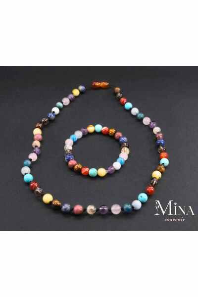 Mina Souvenir Unisex Doğal Taş ve Kehribar Kolye ve Bileklik